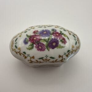 Limoges DAR China Aster Flowers of Colonial America Trinket Box 1981